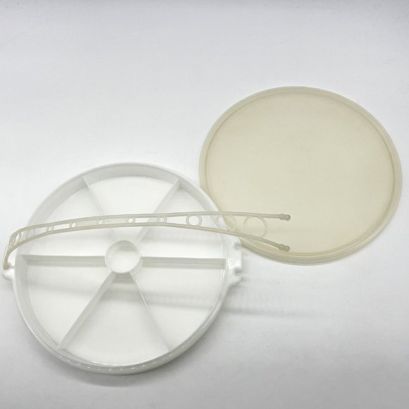 Tupperware 13" White 6 Way Storage/Snack/Veggie Container Removeable Handle/Lid - Picture 4 of 7